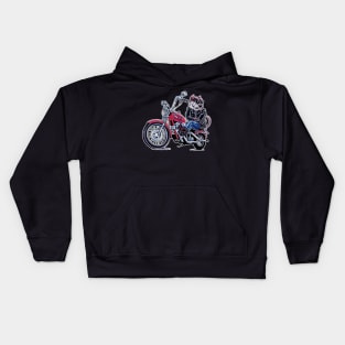 A dog riding a motorcycle Kids Hoodie